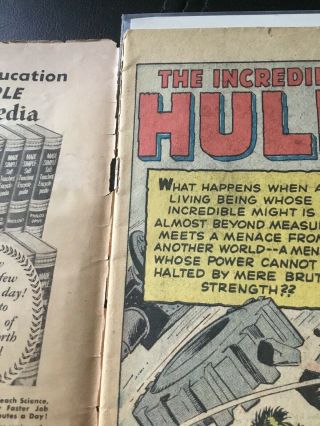 The Incredible Hulk 6 1962 Not CGC,  Kirby,  Stan lee,  First Metal Master,  Good 2.  0 7