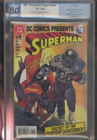 Dc Presents Superman 1 Pgx 8.  0 Rare Stan Lee Signed Superman Time Out