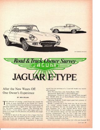 1969 Jaguar E - Type 4 - Page Owners Survey Article / Ad