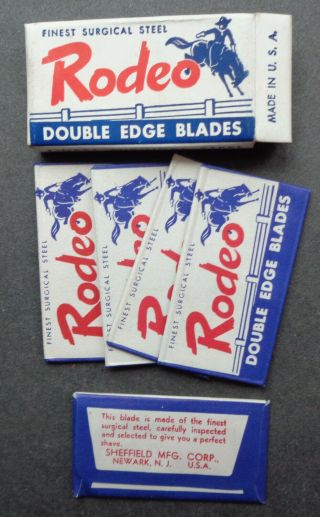 Vintage Usa Razor Blades Rodeo Cowboy On Horse Pack Of 5