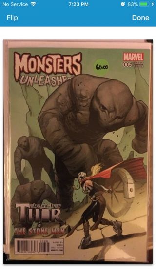 Monsters Unleashed 5 Sara Pichelli 1:100 Thor Vaiant (rare)