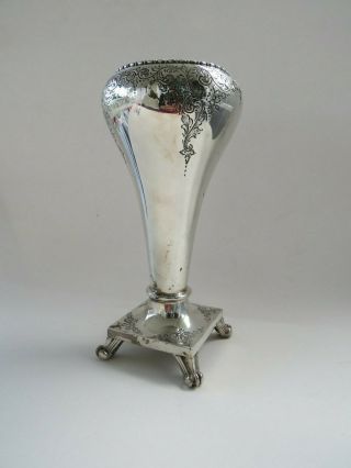 Ellis (barker) Bros England Silver Plated Ornate Pedestal Vase On Lions Paw Feet