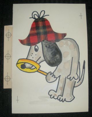 Happy Birthday Cute Cartoon Sherlock Holmes Dog 5x7 " Greeting Card Art 8811