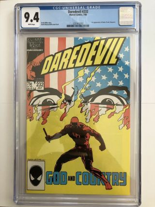 Daredevil 232 (7/86 Marvel) Cgc 9.  4 - 1st App Of Nuke Frank Miller Story