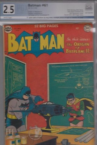 Batman Comics 61 / Oct.  Nov.  1950 / Pgx Graded 2.  5 / White Pages / Bargin - - Key