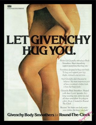 1976 Large Vintage Print Ad Givenchy Body Smoothers Round The Clock Hosiery N100