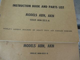 1952 & 1954 WISCONSIN AIR COOLED ABN AKN Engines Instruction Books Manuals 3