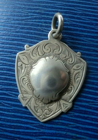 Vintage Stg.  Silver Shield Fob Medal H/m 1932 Not Engraved - Herbert Bushell