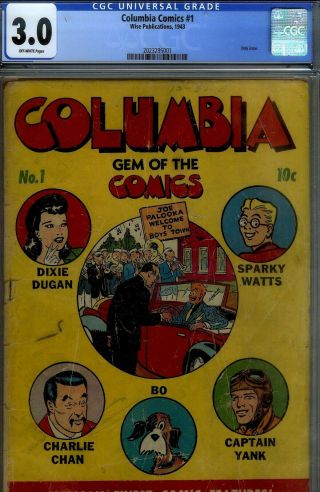 Columbia Comics 1 - Cgc 3.  0 - Only Issue - 1943 Wwii Comic Charlie Chan