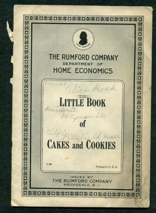 Vintage Rumford Booklet Little Book Of Cakes & Cookies