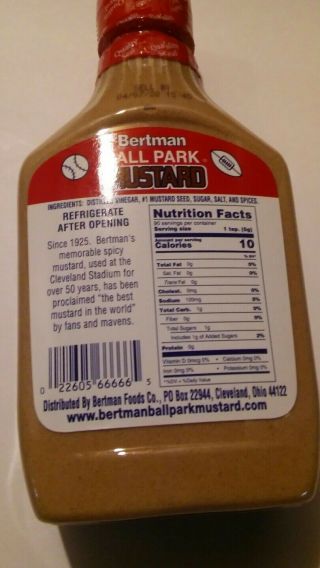 Bertman Ballpark Mustard w/ Banned/Discontinued Chief Wahoo Logo on Label. 2