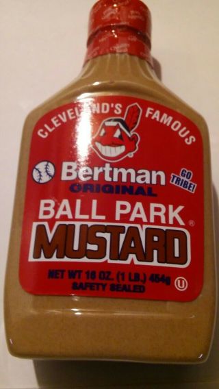 Bertman Ballpark Mustard w/ Banned/Discontinued Chief Wahoo Logo on Label. 4