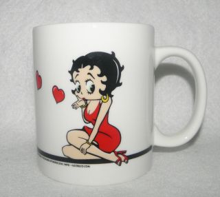 Betty Boop Coffee Mug Cup Bimbo The Dog Full Of Love Red Hearts 2001 Valentine