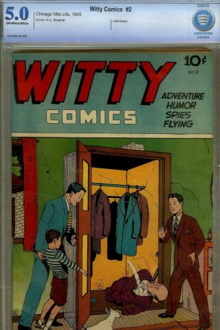 Witty Comics 2 - Cbcs 5.  0 - Rare Wwii Obscure Title - Crime Cvr - 1945 Last Iss