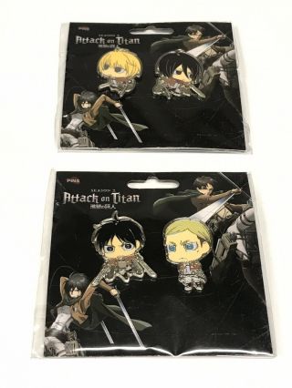 Attack On Titan Pin Set Of 4 Anime Eren Armin Mikasa Cosplay Figpin Licensed