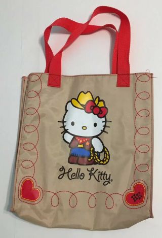 Sanrio 2003 Hello Kitty Cowboy Tote Bag Tan Red