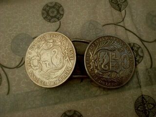 Solid Silver Coin Dates 1867 And 1894 Nurses Belt Buckle Weighs 58.  7grams