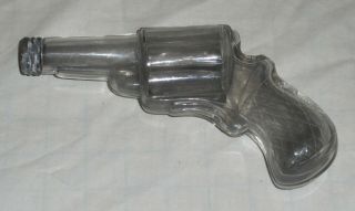 Vintage Clear Glass 7 - 1/2 Inch Pistol Gun Candy Container With Cap Vg