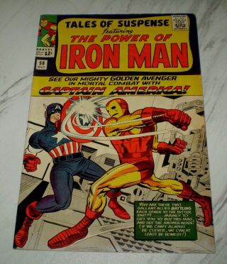 Tales Of Suspense 58 Fn,  6.  5 Ow Unrestored 1964 Iron Man Vs Captain America
