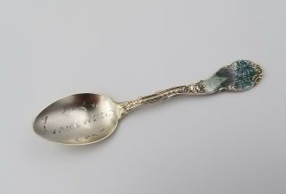 Lakewood Sterling Silver Souvenir Demitasse Spoon W/ Enamel 3 3/4 " 12 Grams