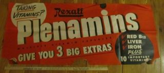 1950s Or 1960s Rexall Vitamins Pharmacy Drugstore Drug Store Paper Window Poster