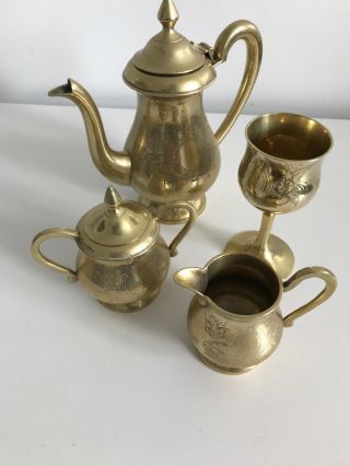 Epns A1 Malta Coffee /tea Set Pot Goblet Creamer Jug & Sugar Bowl 4 Pc Set India