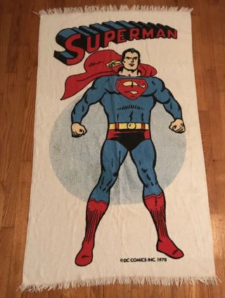 Vintage 70s Superman Dc Comics Inc.  1978 Beach Towel Retro Thin