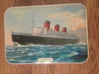 Vintage " Bensons Candies " English Toffee Favorites Tin W/ The Queen Mary Ship