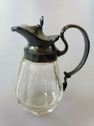 5 " Crystal And Silver Plated Syrup Pitcher