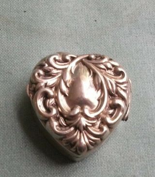 Small Silver Pill Box - Heart Shape - Birmingham 1899