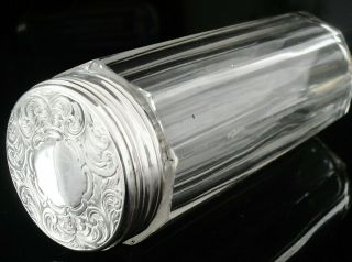 Antique Silver Topped Glass Jar Bottle,  London 1857,  John Harris