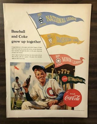 1951 Coca - Cola Print Ad “baseball & Coke Grew Up Together” Color (ph1)