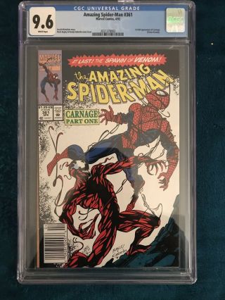 The Spider - Man 361 Cgc 9.  6 And Carnage Mind Bomb One Shot Cgc 9.  4 Set