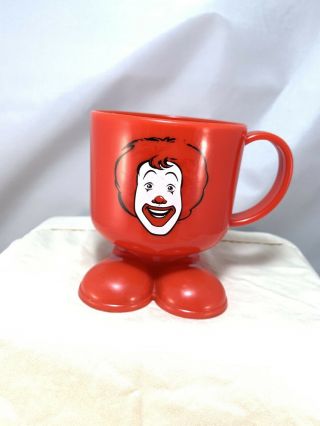 Ronald Mcdonald Footed Cup / Mug,  Red Plastic,  4 " Tall