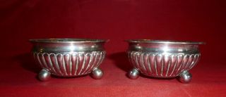 Victorian Solid Silver Open Salts,  Made By H Bros,  Birmingham 1887