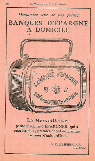 1922 PublicitÉ Originale De La Petite Banque De La Banque D 