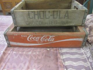 2 Wood Crates Coca Cola Red & Choc - Cola Coke Chocolate