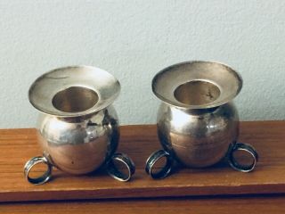 Vintage Sterling Mexico D.  F.  Weighted Ball Candle Holders 189g