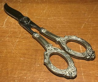 Web Sterling Silver Handle Grape Shears Scissors - Marked