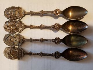 4 Vintage Collectible Souvenir Spoon,  5 - 1/4 ",  Christmas 81,  82,  83,  86,  Holland
