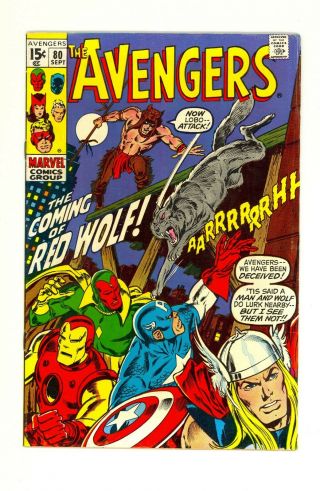 Avengers 80 4.  0 (ow/w) Very Good 1st Appearance Of Red Wolf Marvel Comics 1970