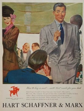 1948 Hart Schaffner Marx Mens Fashion Vintage Wall Art Poster Print Ad