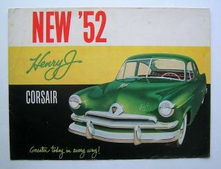 1952 Kaiser " Henry J " Dealer Showroom Sales Brochure/poster,  Oem