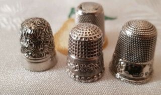 Solid Silver Thimbles.  All Antique