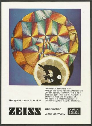 Zeiss Optics - Polarizing Microscope:see The Vitamin C - 1964 Vintage Print Ad