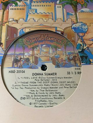 Donna Summer - I Feel Love 12 " Vg,  1977 Casablanca Cad One - Sided Moroder