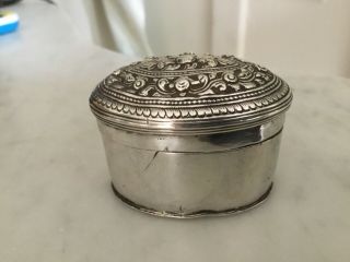 Fine Collectible Antique Old Solid Silver Snuff Trinket Box Unusual Decor Rare