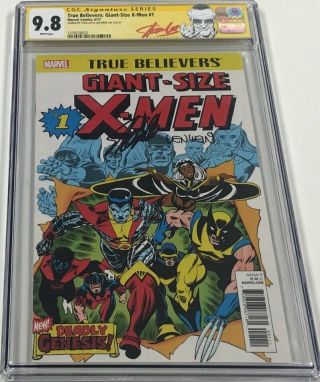 True Believers Giant Size X - Men 1 Reprint Signed Stan Lee & Len Wein Cgc 9.  8 Ss