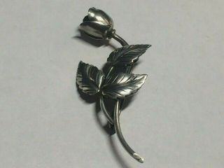 Vintage Denmark 925,  Solid Sterling Silver Large Rose/flower Brooch/pin.