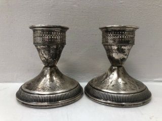 Duchin Creations 925 Sterling Silver Weighted 3 - 1/4 " Pair Candle Holders Sticks